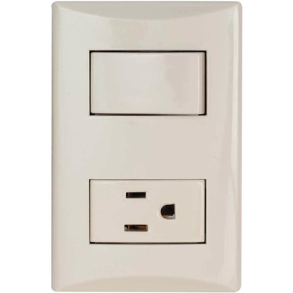 ARMADURA 15A CON SWITCH 15A MARFIL PLATA EAGLE