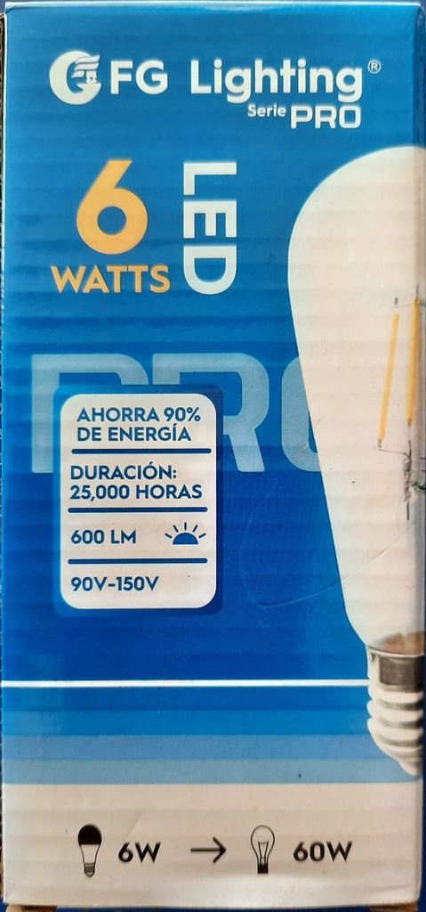 BOMBILLA VINTAGE ST64 DE 6W LUZ AMARILLA 3000K FG LIGHTING