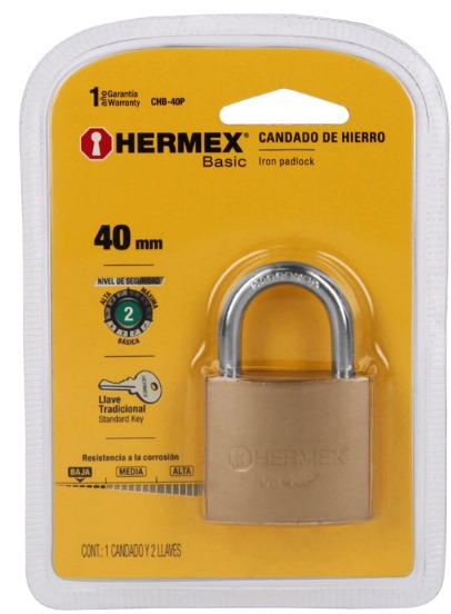CANDADO DE HIERRO EN BLISTER 40MM PRETUL