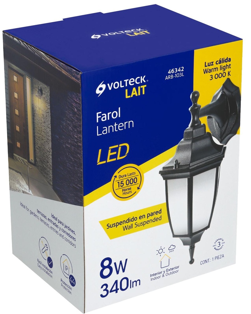 FAROL SUSPENDIDO ALUMINIO DE LED NEGRO VOLTECK