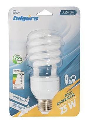 FOCO AHORRADOR TIPO ESPIRAL 25W LUZ DE DIA FULGORE