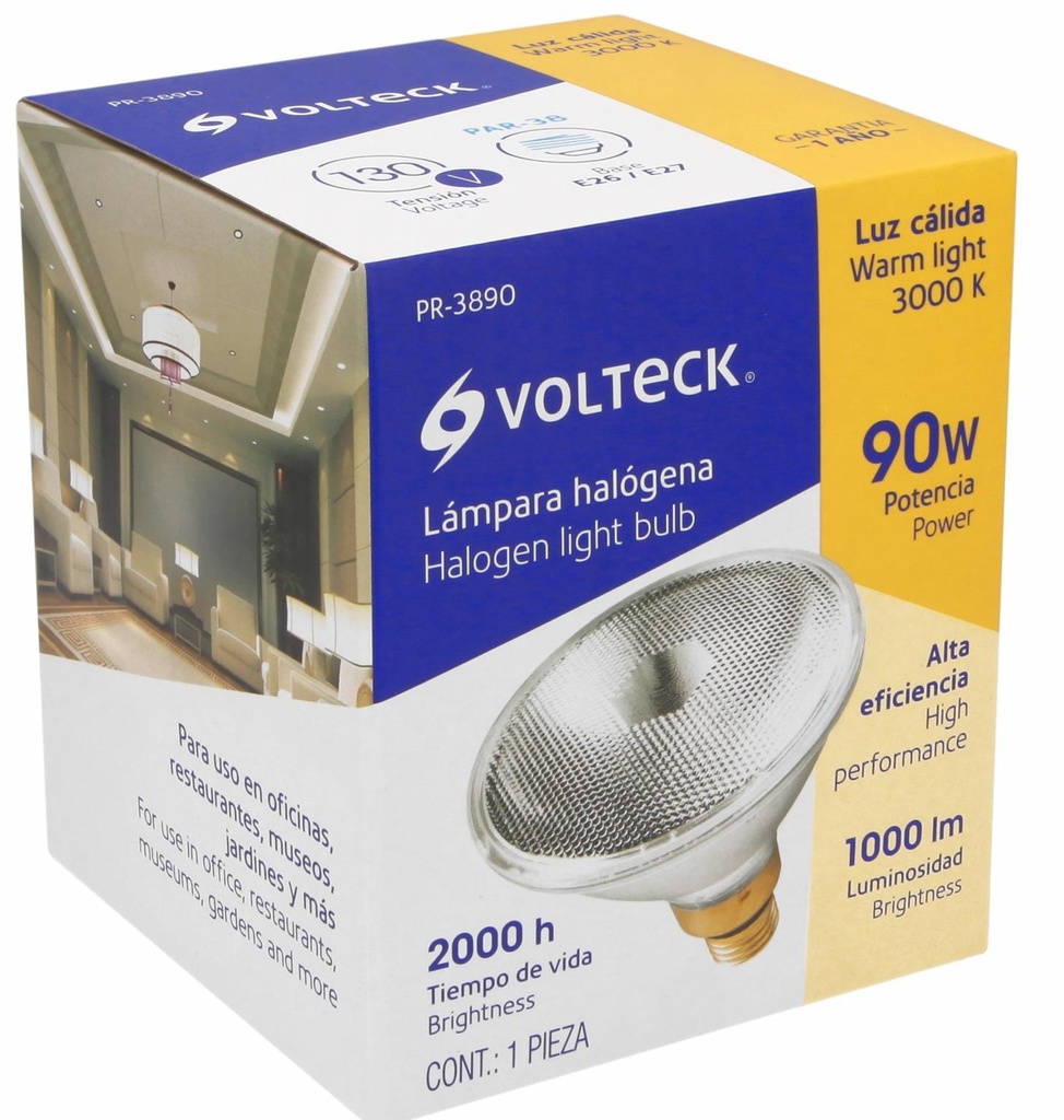 FOCO DE HALOGENO 130V 90W LUZ CALIDA VOLTECK