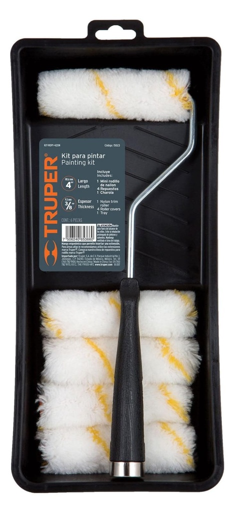 KIT DE MINI RODILLO PARA PINTAR 7 PZS TRUPER