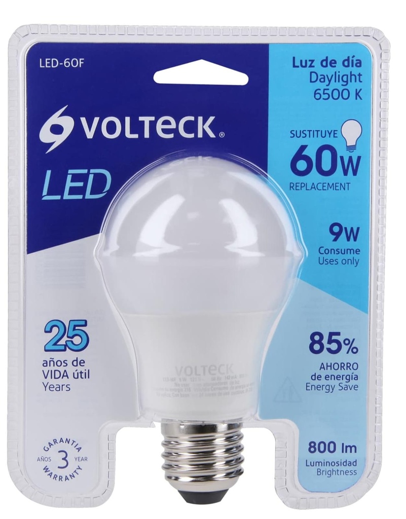 LAMPARA LED A19 9W E27 VOLTECK