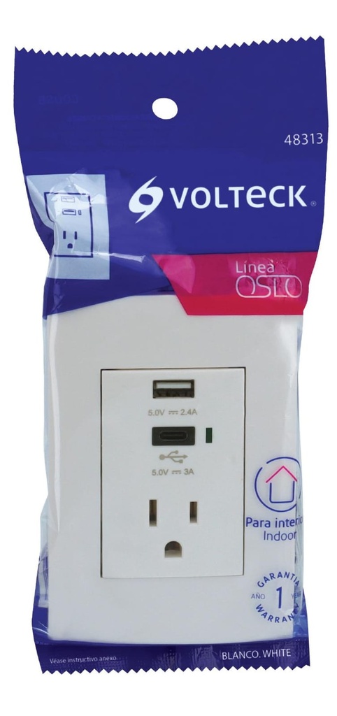 PLACA TOMA Y 2 PUERTOS USB VOLTECK