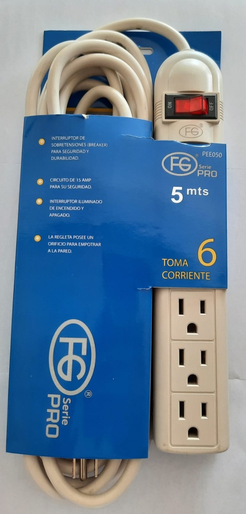 REGLETA DE 6 TOMA 5 METRO PRO FG LIGHTING