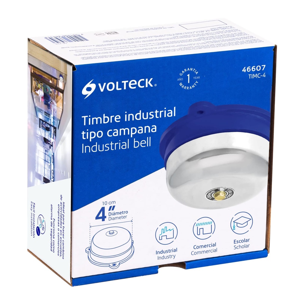 TIMBRE INDUSTRIAL TIPO CAMPANA 4 VOLTECK
