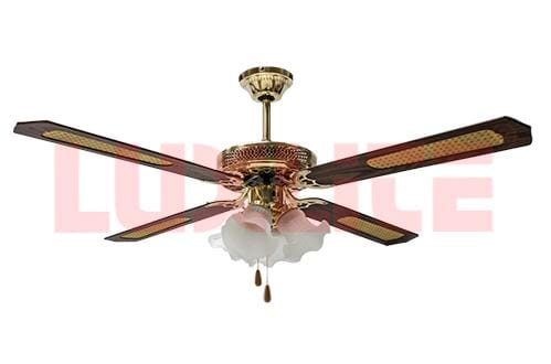 VENTILADOR DECORATIVO 52 DORADO CON LAMPARA LUXLITE