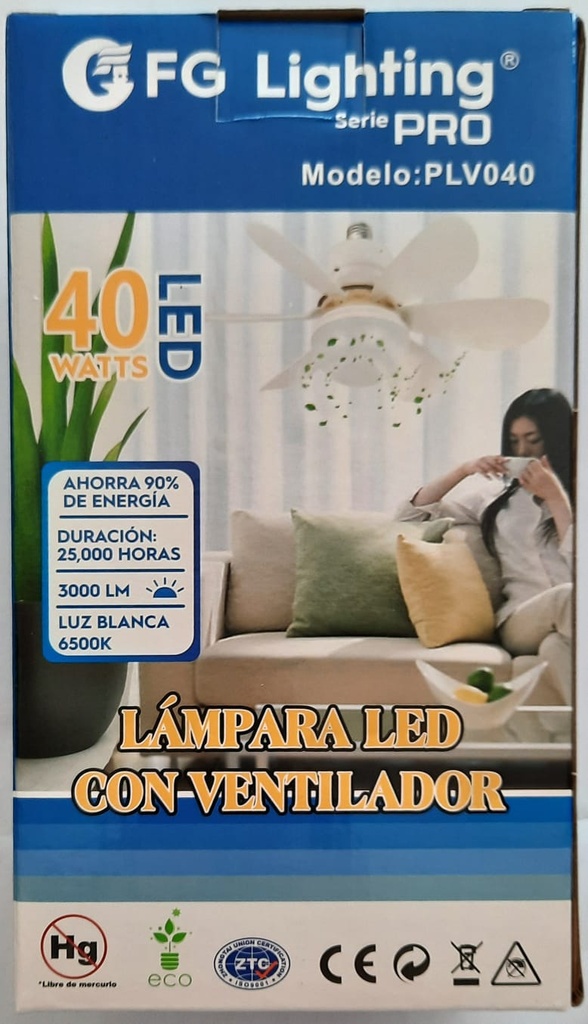LAMPARA DE TECHO 40W C/VENTILADOR FG LIGHTING