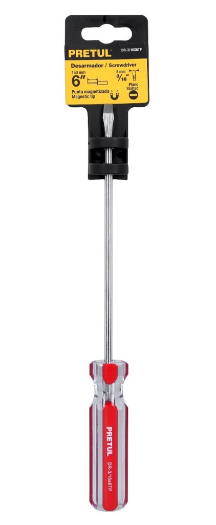 DESARMADOR LINEAL TRANSPARENTE 3/16 X 6 PRETUL