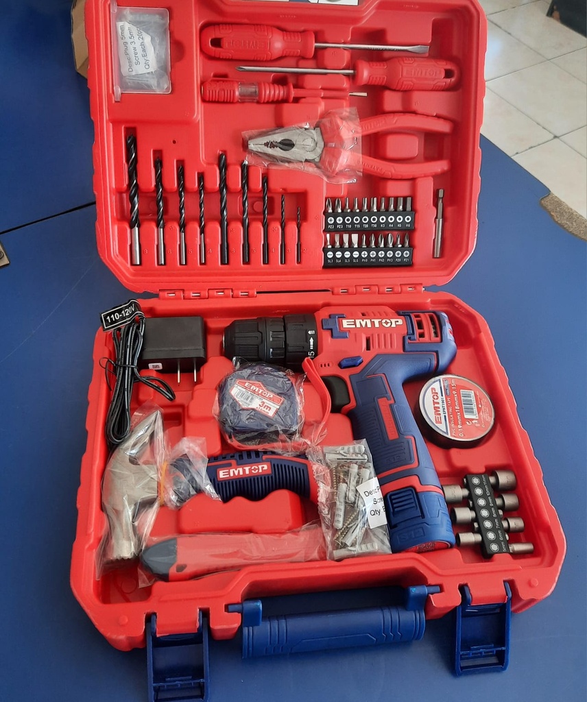 JUEGO DE HERRAMIENTAS C/ BARRENO 88 PZS EMTOP