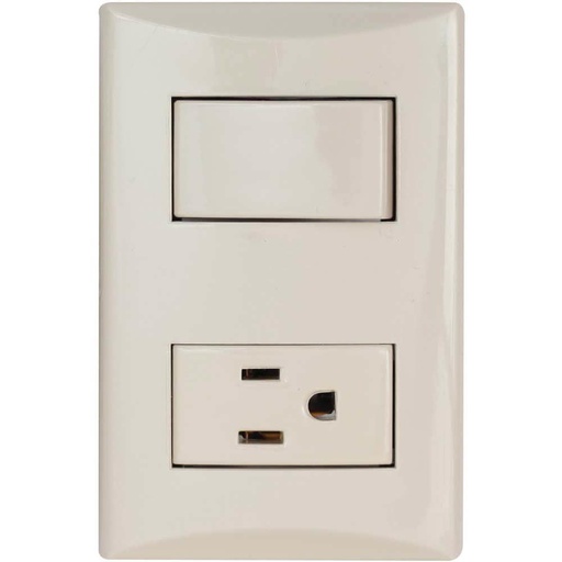 [1006-V] ARMADURA 15A CON SWITCH 15A MARFIL PLATA EAGLE