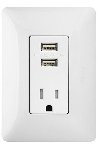 [AM5028USB] ARMADURA POLARIZADA 16A + 2 USB MATIX BTICINO