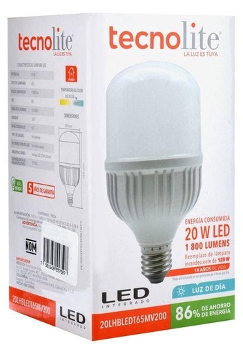 [20LHBLEDT65MV200] BOMBILLA LED ALTA POTENCIA 20W 110-220V TECNO LITE