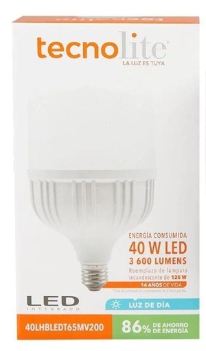 [40LHBLEDT65MV200] BOMBILLA LED ALTA POTENCIA 40W 110-220V TECNO LITE