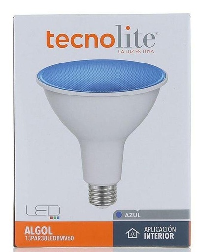 [13PAR38LEDBMV60] BOMBILLA LED TIPO REFLECTOR PAR38 13W AZUL TECNO LITE