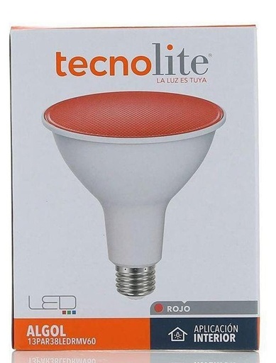 [13PAR38LEDRMV60] BOMBILLA LED TIPO REFLECTOR PAR38 13W ROJO TECNO LITE