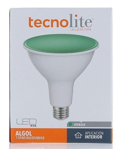 [13PAR38LEDGMV60] BOMBILLA LED TIPO REFLECTOR PAR38 13W VERDE TECNO LITE