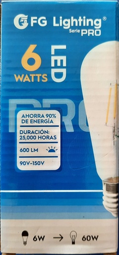 [PFL004B] BOMBILLA VINTAGE ST64 DE 6W LUZ AMARILLA 3000K FG LIGHTING