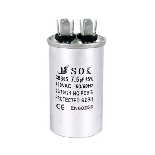 [7.5UF2] CAPACITOR 7.5UF DUAL VOLTAJE GRIS METAL QUALITY