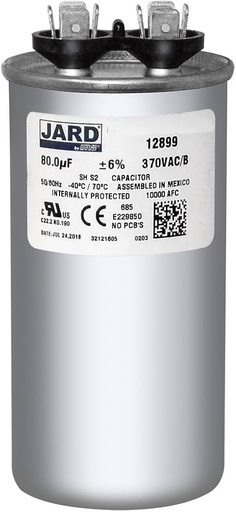 [12899] CAPACITOR 80UF DUAL VOLTAJE GRIS METAL JARD