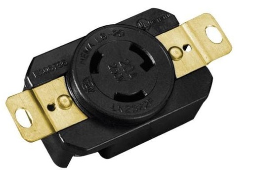 [FU1595] CONTACTO PARED DE SEGURIDAD MEDIA VUELTA 3P 15A 125V PBT FULGORE