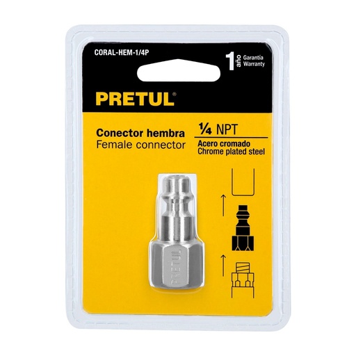 [27022] COPLE ACERO 1/4NPT, NIPLE HEMBRA PRETUL