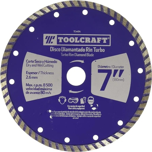 [TC4494] DISCO DIAMANTADO DE CORTE TURBO TOOLCRAFT 7