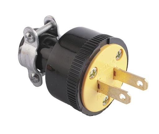 [1723BK] ESPIGA DE HULE 15A 125V C/ABRAZADERA EAGLE