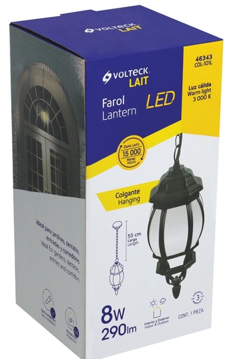 [46343] FAROL COLGANTE ALUMINIO DE LED NEGRO VOLTECK