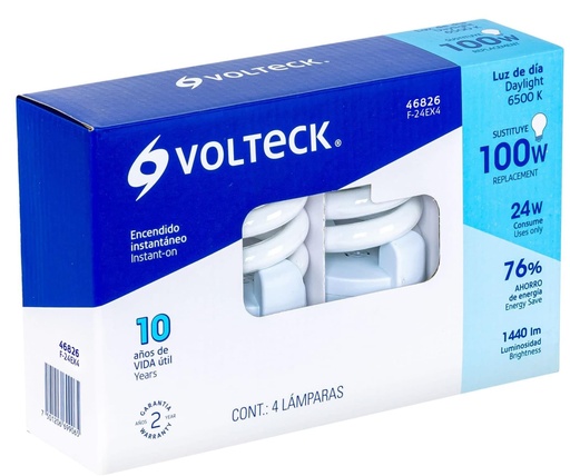 [46826] FOCO AHORRADOR 24W ESPIRAL PAQUETE DE 4 VOLTECK