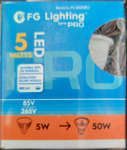 [PLG005RJ] FOCO LED MR16 GU5.3 5W LUZ ROJA FG LIGHTING