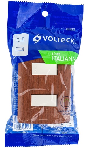 [49925] INTERRUPTOR DOBLE 10A 120V ITALIANA MADERA VOLTECK