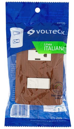 [49935] INTERRUPTOR SENCILLO C/ARMADURA 15A 120V ITALIANA MADERA VOLTECK