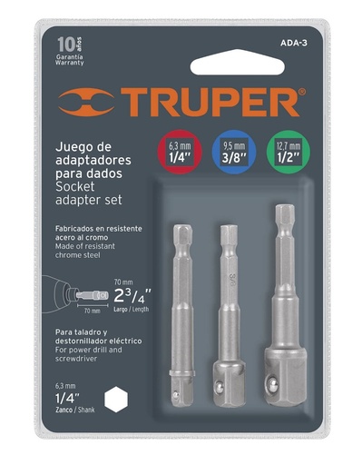 [10752] JUEGO DE ADAPTADORES PARA DADOS 3 PIEZAS