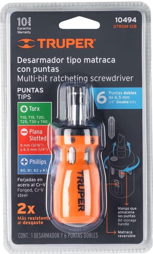 [10494] JUEGO DE DESARMADOR TIPO MATRACA CON PUNTA 7PZ TRUPER