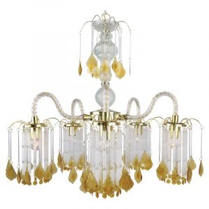[30984-0] LAMPARA ACRILICA DE 6 LUCES GOLGANTE PERLA DORADA IKE LITE