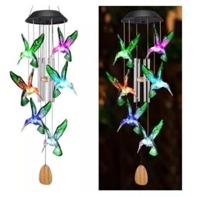 [GSX-039] LAMPARA COLGANTE DECORATIVA TIPO COLIBRI LUZ SOLAR ORO