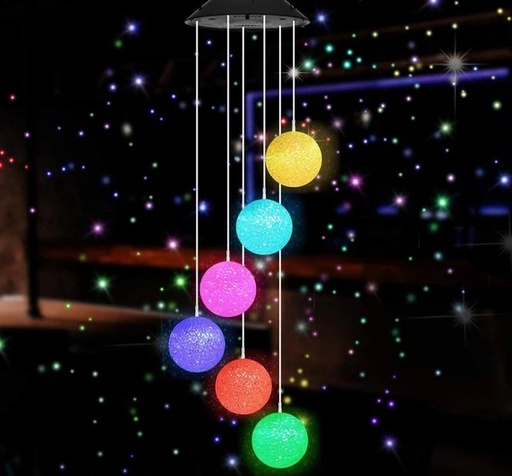 [GSX-037] LAMPARA COLGANTE DECORATIVA TIPO ESFERA LUZ SOLAR ORO