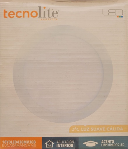 [18YDLED430MV30B] LAMPARA LED OJO DE BUEY 9 18W LUZ CALIDA TECNO LITE