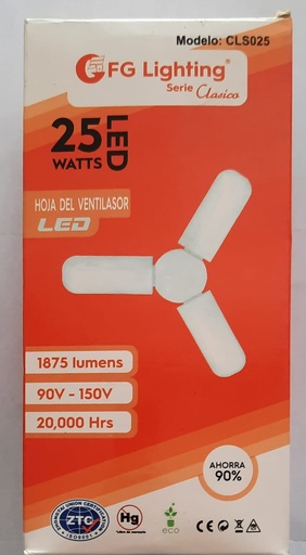 [CLS025] LAMPARA LED TIPO VENTILADOR DE 3 ASPAS 25W FG LIGHTING