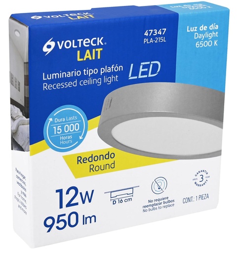 [47347] LUMINARIO REDONDO TIPO PLAFON 12W LUZ BLANCA VOLTECK