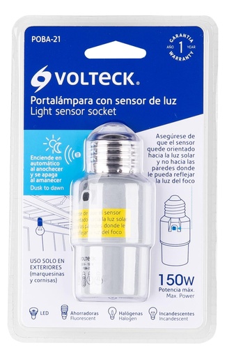 [46534] PORTALAMPARA CON SENSOR DE LUZ VOLTECK