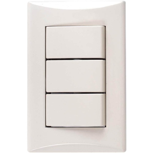[1005-V] SWITCH TRIPLE 13A 125V MARFIL PLATA EAGLE