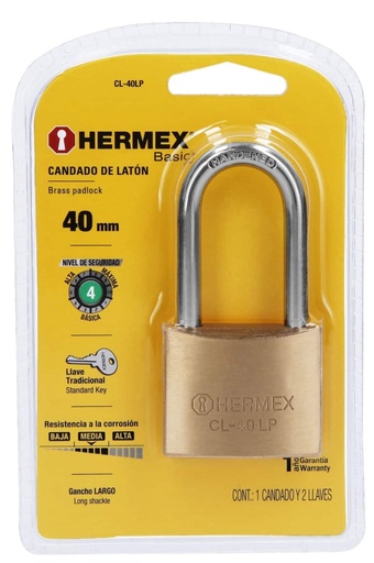 [23517] CANDADO DE HIERRO LARGO 40MM HERMEX