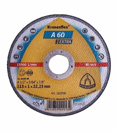 [202400] DISCO CORTE METAL FINO A 60 TZ 4 1/2 KRONENFLEX