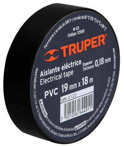 [12500] CINTA AISLANTE DE 18M NEGRO TRUPER